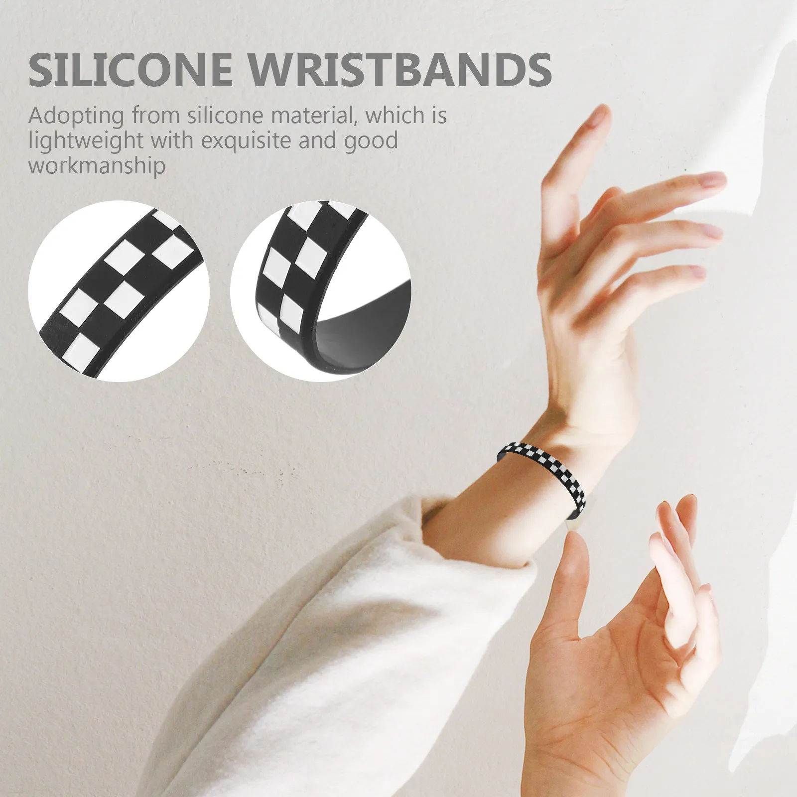 12 Pcs Checkered Bracelet Racing Silicone Braclets Sweat Bands Wristbands Sweatbands Bracelets
