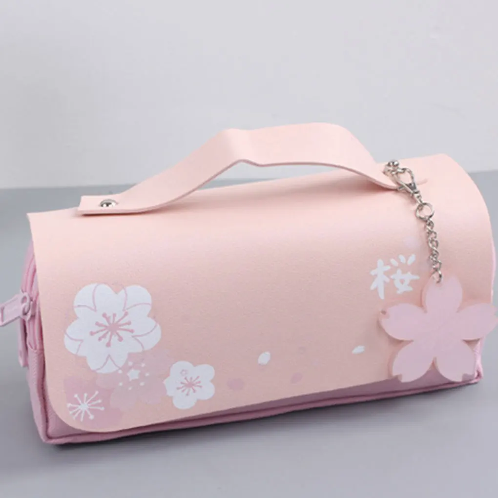 

Pencil Bag Pen Case Storage Pouch Oxford PU Long-lasting Sweet Gift ple Style School Accessories Double Zippers