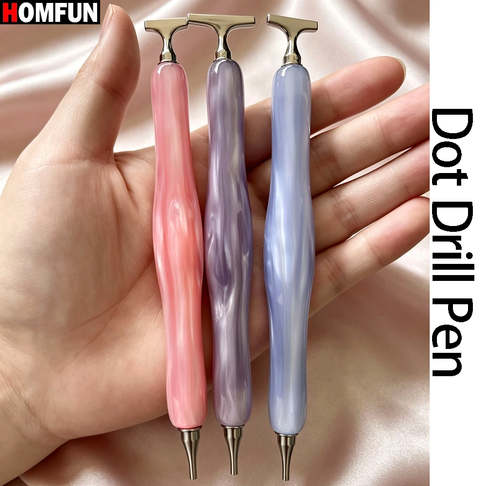 HOMFUN New Shiny Diamond Painting Pen，Diamond Embroidery Threaded Dot Drill Pen Tool，Metal Screw Thread Tips Accessories