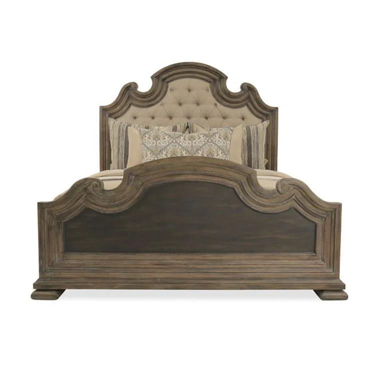 

* Luxury French Style Solid Wood Oak Retro Carved Bedroom Dove Bed King Bed