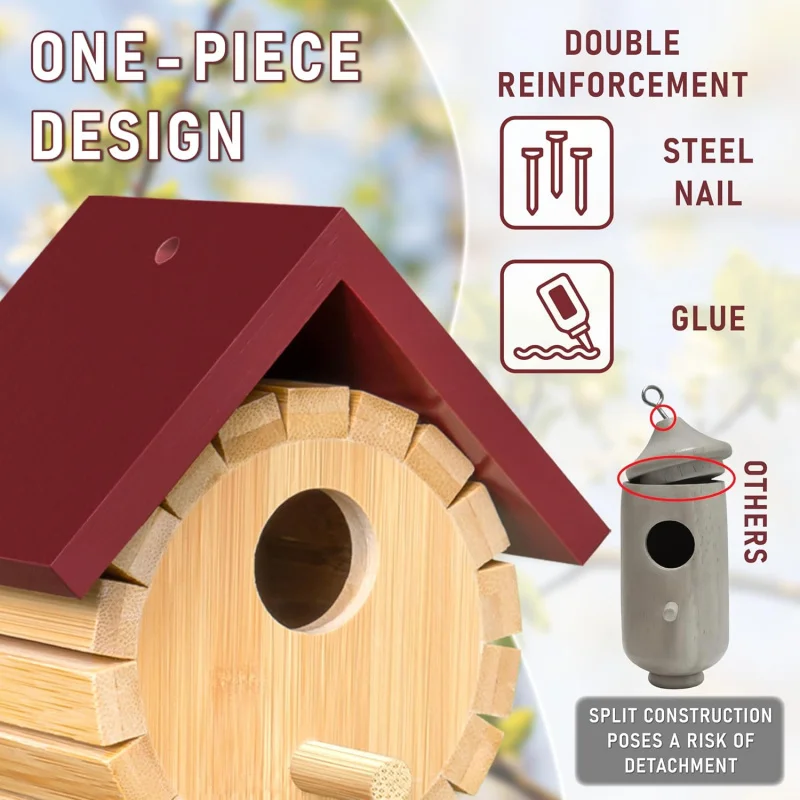 Date red bucket 2 Hummingbird House Kit, Hummingbird Houses Humming Birds Nesting, Wooden Spray Painted Hummin