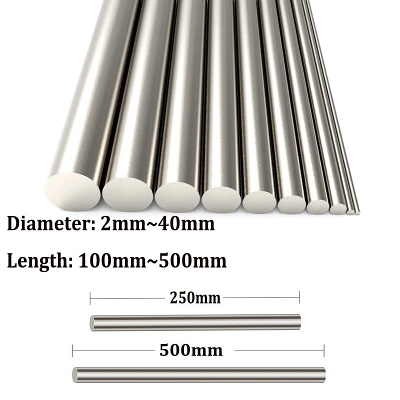 

1-10pcs 100mm/200mm/250mm/500mm Titanium Ti Grade 2 Gr.2 GR2 Rod Round Bar, Diameter 2mm to 40mm