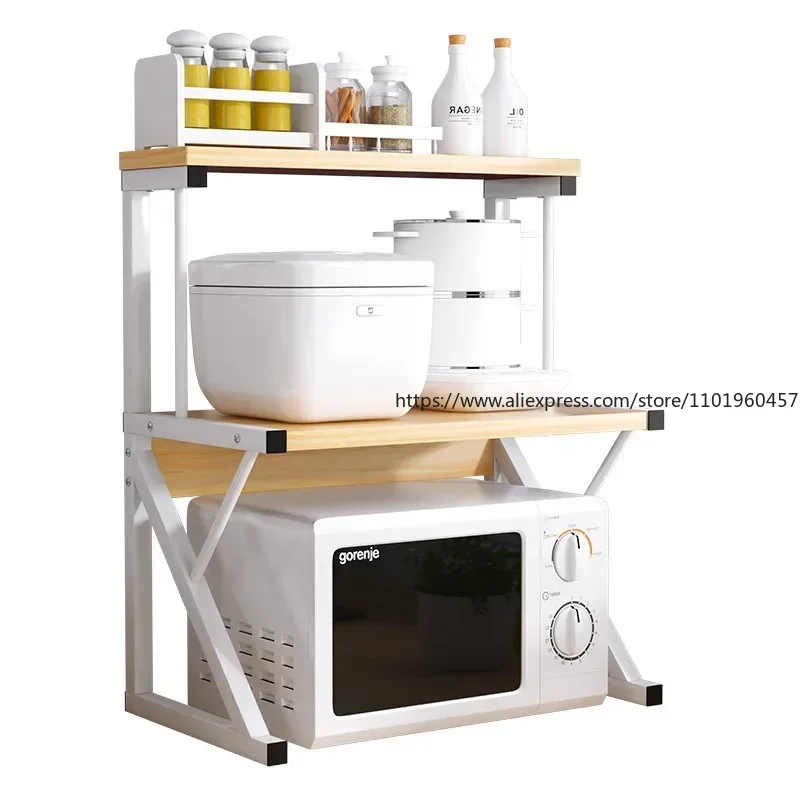 Microwave Oven Rack Shelf Kitchen Countertop Oven Rack Organizer Seasoning Storage Rack Holder Household Stand Storage Furniture