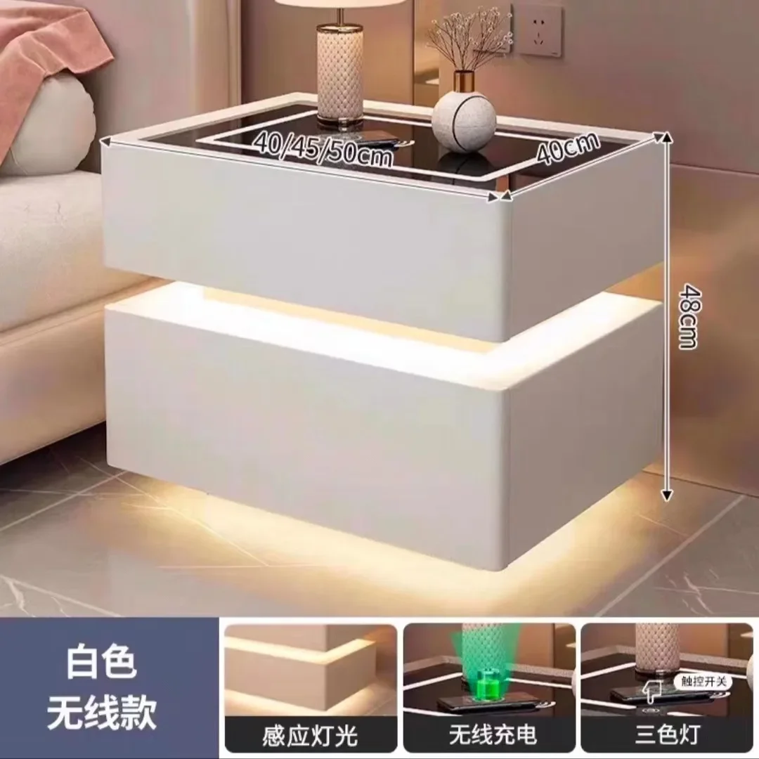 

Intelligent Floating Bedside Tables Modern Simple Bedroom Minimalist Bedside Table Wireless Charging Sensor Light Nightstands