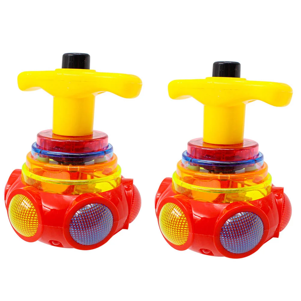 

2 Pcs Flash Colorful Ufo Music Spinning Top Child Toys for Kids Glow 12X65CM Plastic Gyro