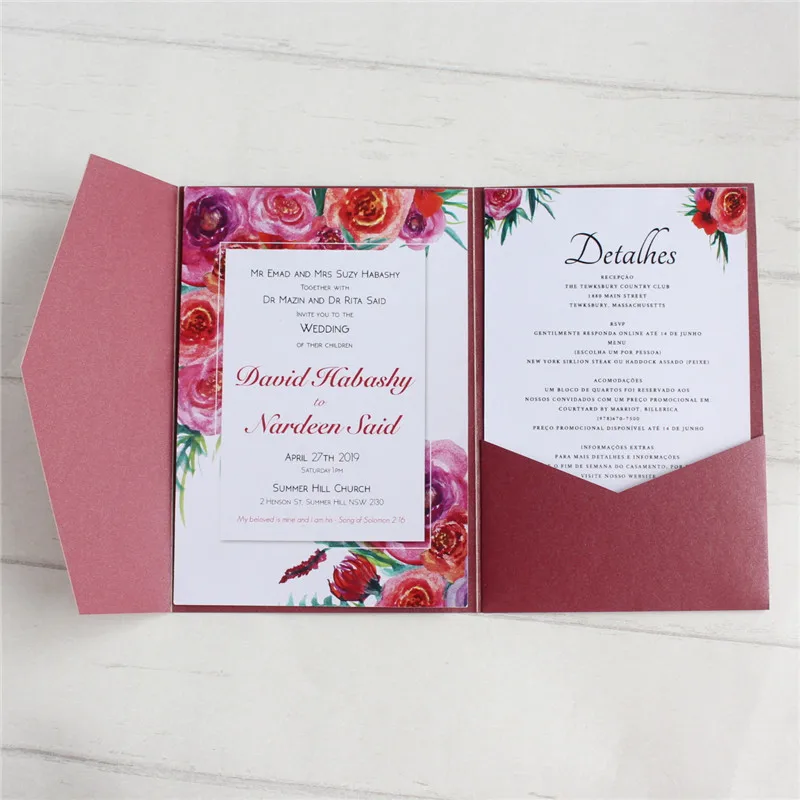 

Blank Wedding Invitation Envelop Pocket Tri-Folding Invite Cover Multi Colors Offer Customized Service