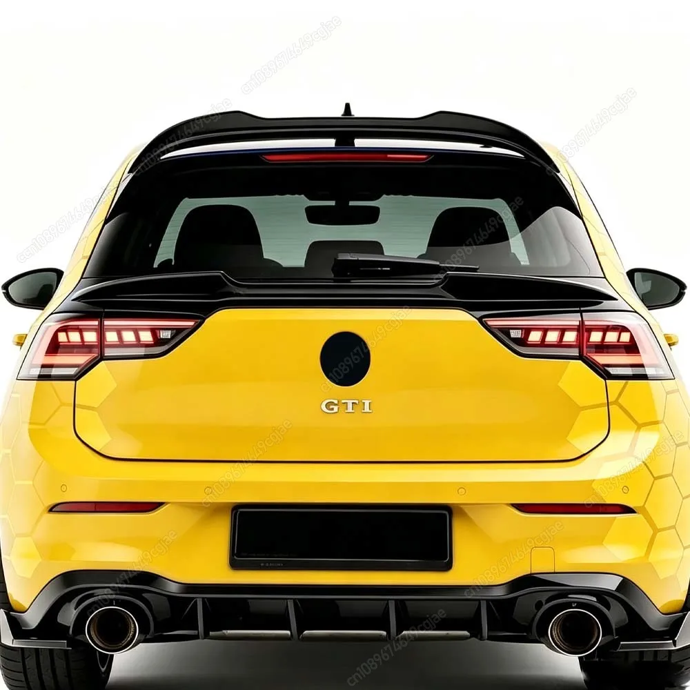 Für VW Golf 8 GTI GTD GTE R-Line R 2019-2024 Club Sport Style Auto Heckklappen-Mittelspoiler Flügel ABS Hochglanz Schwarz Karosserie-Kit Tuning