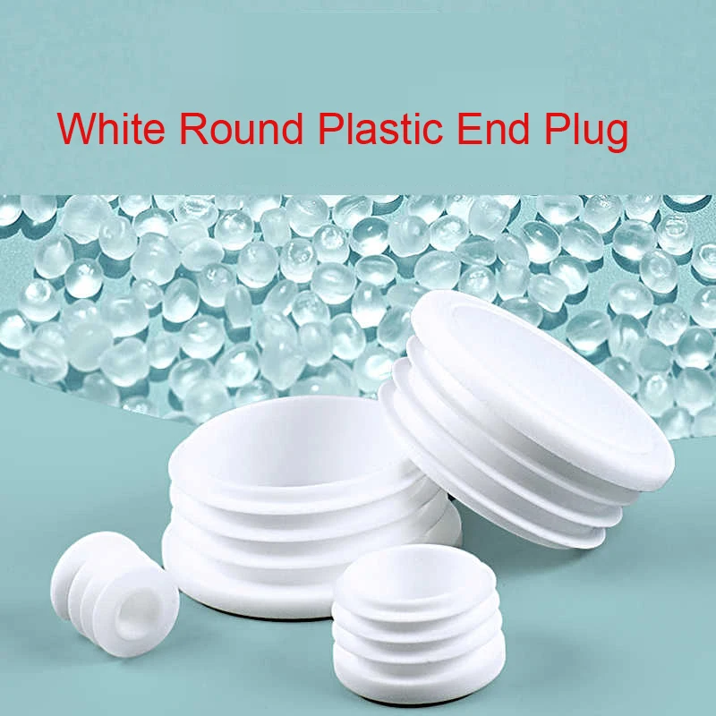 White Round Plastic End Caps Blanking End Inserts Bung Cap Steel Pipe Plug For Chair Legs Protector Diameter 16-50mm