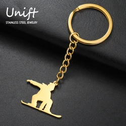 Unift Skateboard Keychain Stainless Steel Keyring for Snow Surfing Boy Lover Bag Accessories Sports Jewelry Key Chain Wholesale