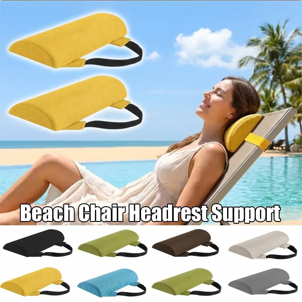 Cotton Fabric Lawn Chair Headrest Adjustable Straps Suitable for All Four Seasons Lounge Chair Lumbar Support Space-saving 35cm