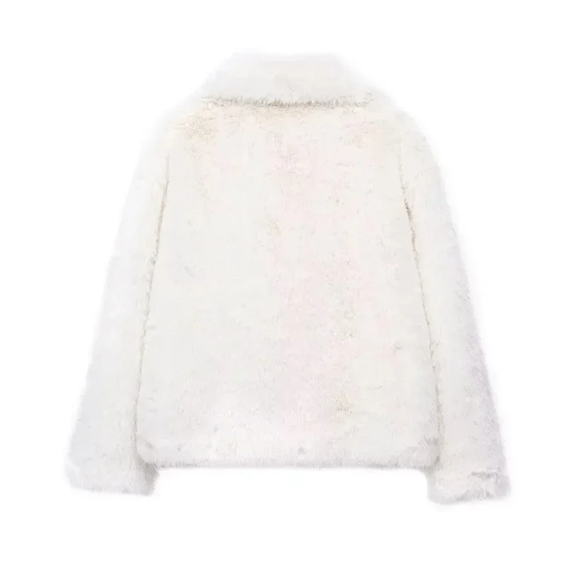 White Faux Fur Coat Woman Luxury Warm Winter Woman Coat Long Sleeve Hairy Coats for Women Fluffy Women's Jackets 2025 New