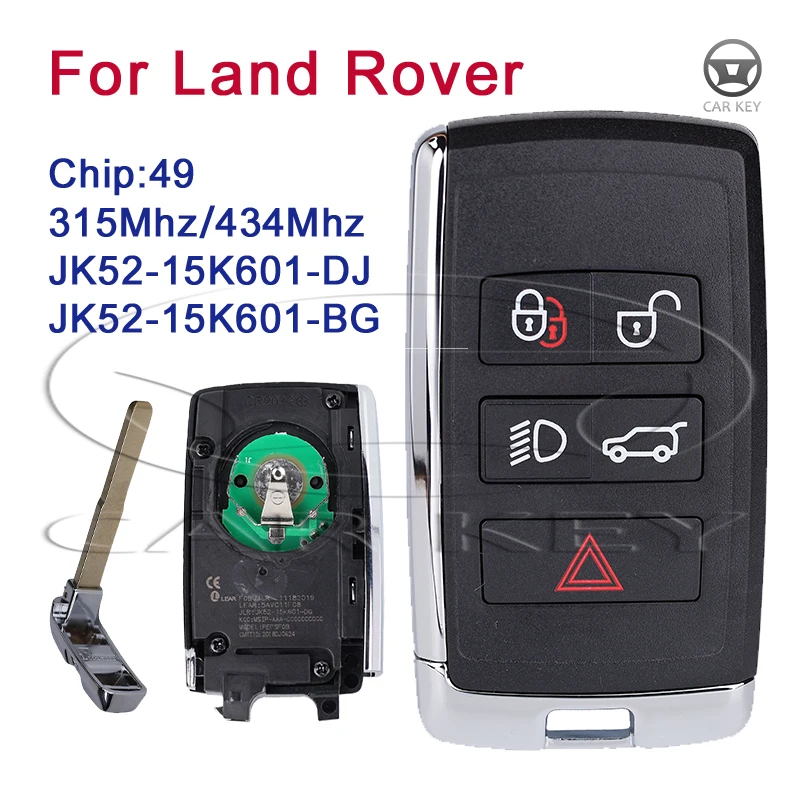 

Replacement Remote Smart Car Key Fob For Land Rover Range Rover Evoque 2018-2023 315MHz 434MHz JK52-15K601-DJ JK52-15K601-BG