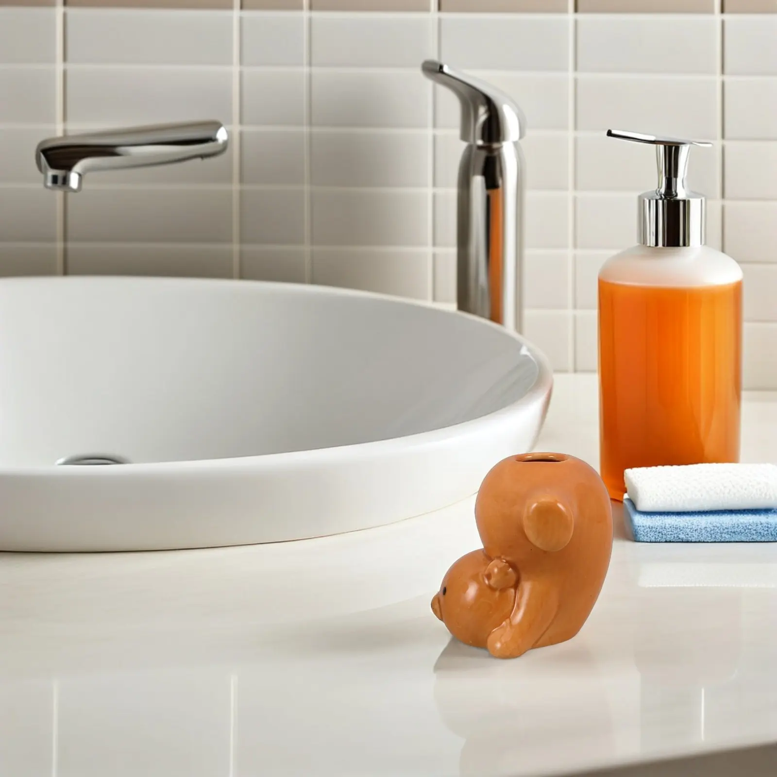 

2Pcs Kawaii Cartoon Animal Toothbrush Holder for Kids Toothbrush Stand Toothpick Container Bathroom Countertop Organizer Cute