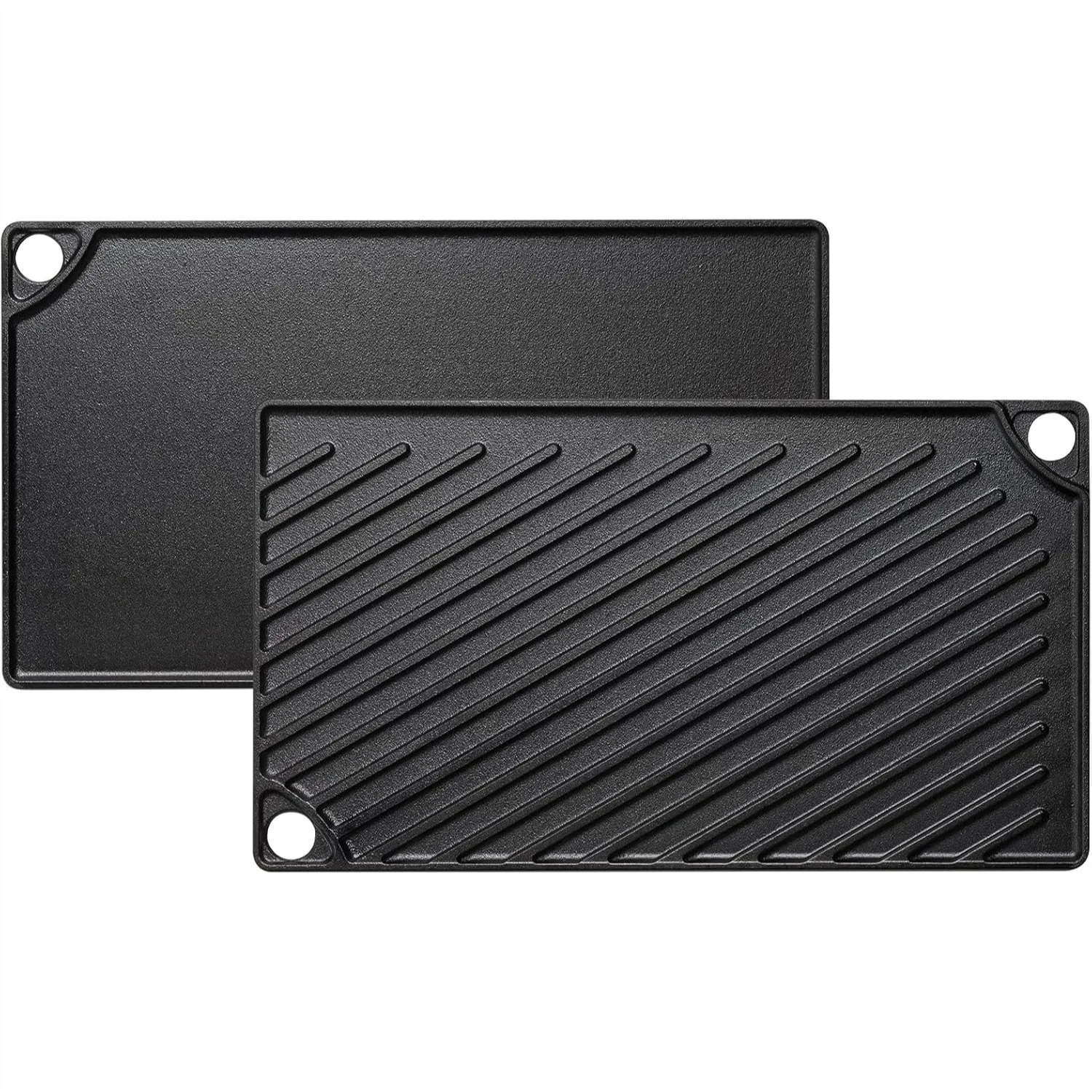 

Reversible Cast Iron Grill Griddle 16.7x9.5 inch Pre-Seasoned Double Burner Pan with Handles for Stove Oven and Campfire