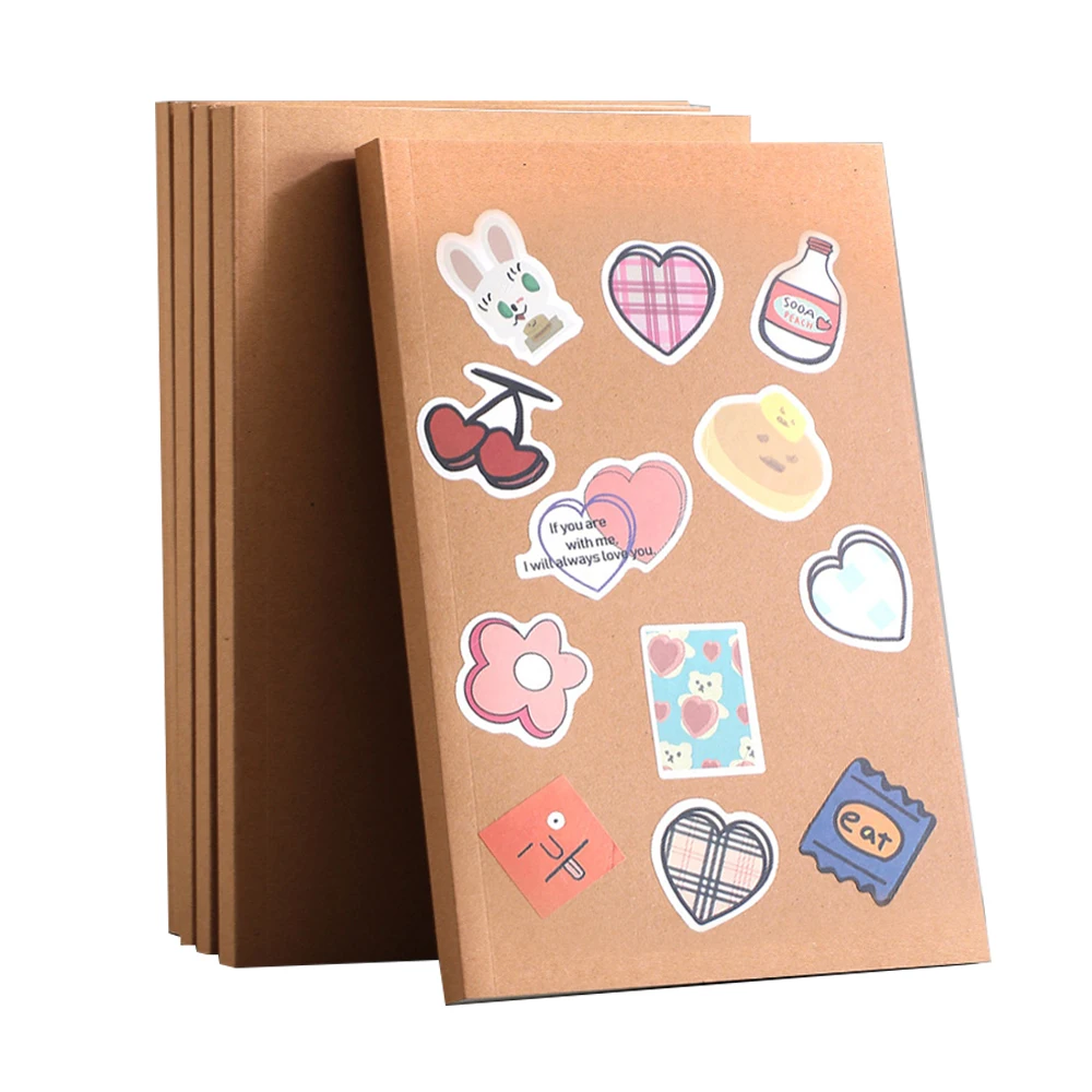 A5 B5 Notebook,Thick 100 And 200 Sheets/Book,kraft Paper Cover DIY Stickers Blank inside page Office Study Notes Supplies CS-83