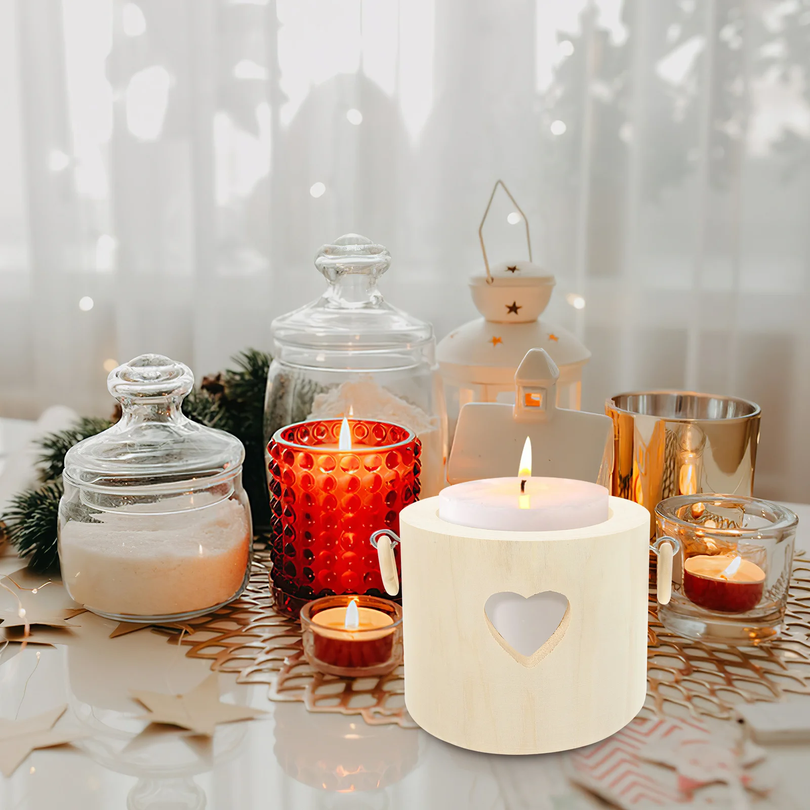 

Holders Heart-shaped Stand Christmas Stick Wood Table Decor Centerpieces