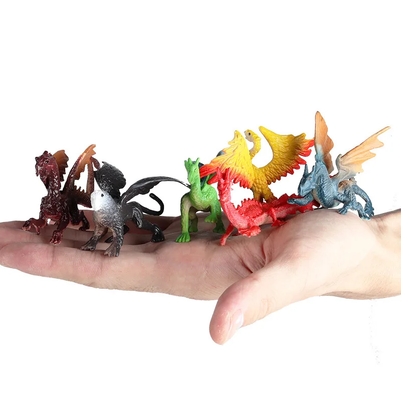 6Pcs/Set Flying Magic Dragon Phoenix Monsters Chinese Dinosaurs Animals Toy Action Figures Model PVC Collection Kids X-mas Gift