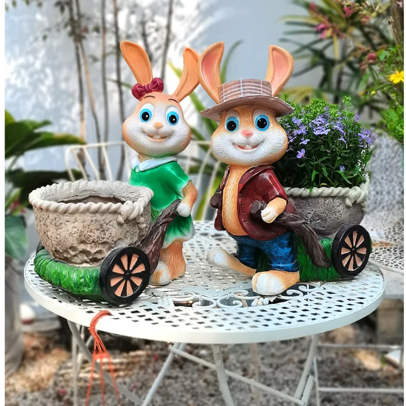 

Cute Rabbit Flower Pot Outdoor Garden Succulent Container Kindergarten Villa Floor Ornaments Exquisite Gardening Decoration