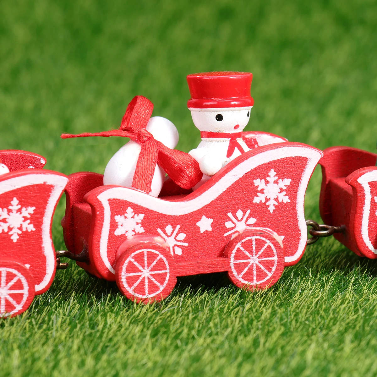 

Christmas Train Ornaments Funny Children Toy Kids Decorations Desk Creative Wood Desktop Adornment Table Red Wooden Gift Dining
