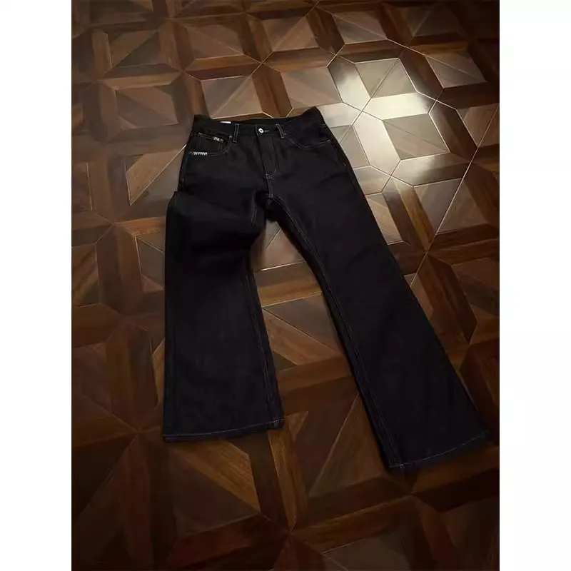 Men's Jeans with A Slightly Flared Design, Narrow Straight Leg Casual Pants
