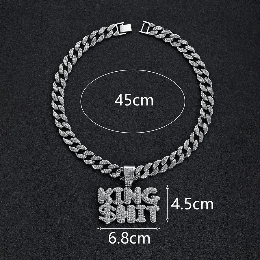 DIY accessories European and American hip hop colorful full diamond letter KING pendant men and women with the same street trend