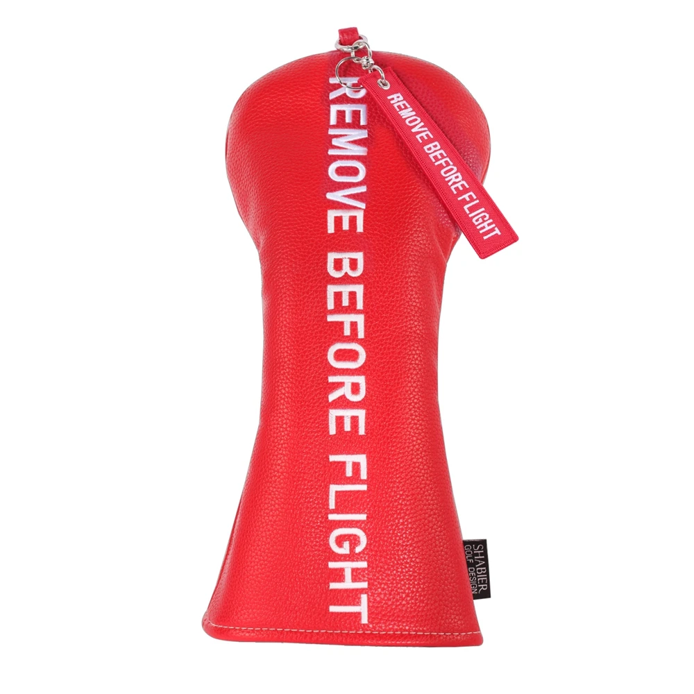 Red Remove Before Flight Synthetic Leather Golf Headcover Square Large Mallet Blade Putter Headcover 460CC Driver covers