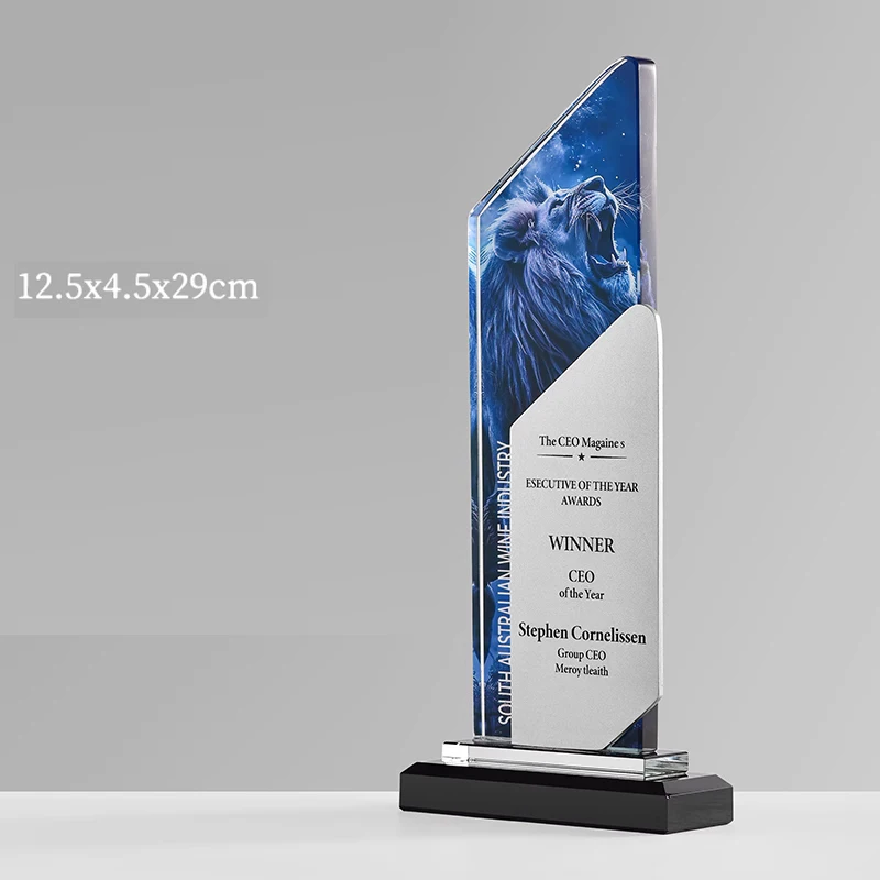

Customized Crystal Trophy, Excellent Employee Annual Meeting Award, Competition Trophy Decor, Free Engraving Color Printing, 1Pc