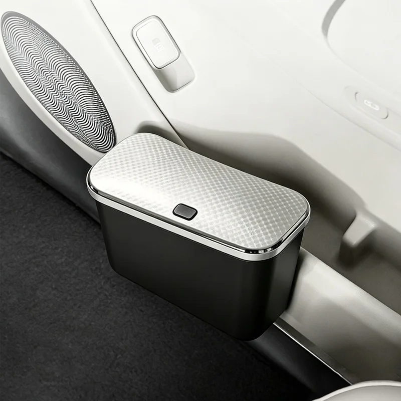 Universal Car Trash Can Press Lid Portable Vehicle Garbage Bin Car Door Interior Storage Accessory