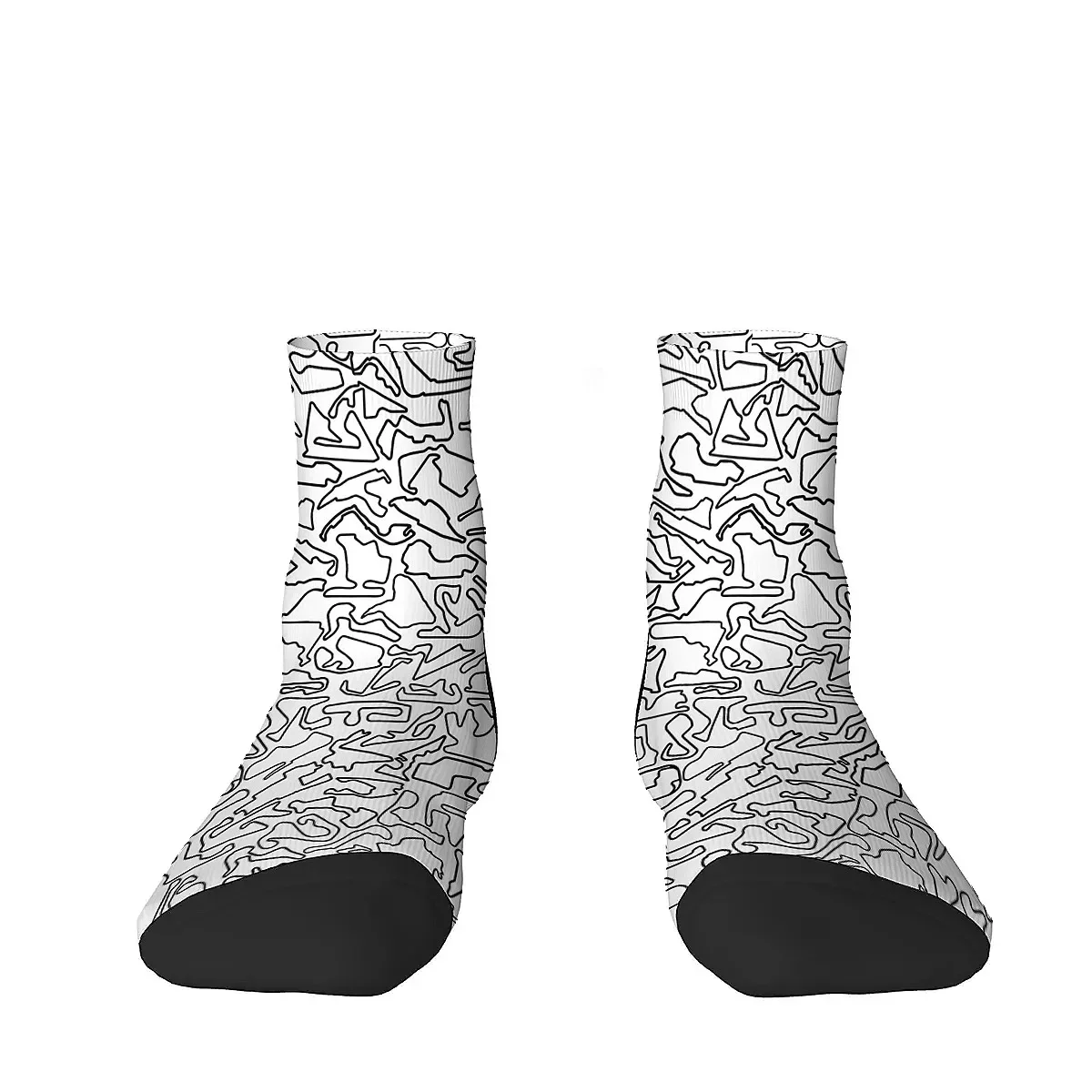 F1 Tracks Pattern Unisex Soft and Comfortable Breathable Crazy Hip Hop  Low-top Socks Suitable for Everyday Wear in All Seasons