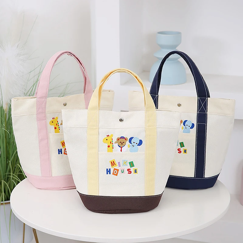 Fashion Animal Letter Printed Bucket Bag Large Capacity Shoulder Bag Canvas Handbag