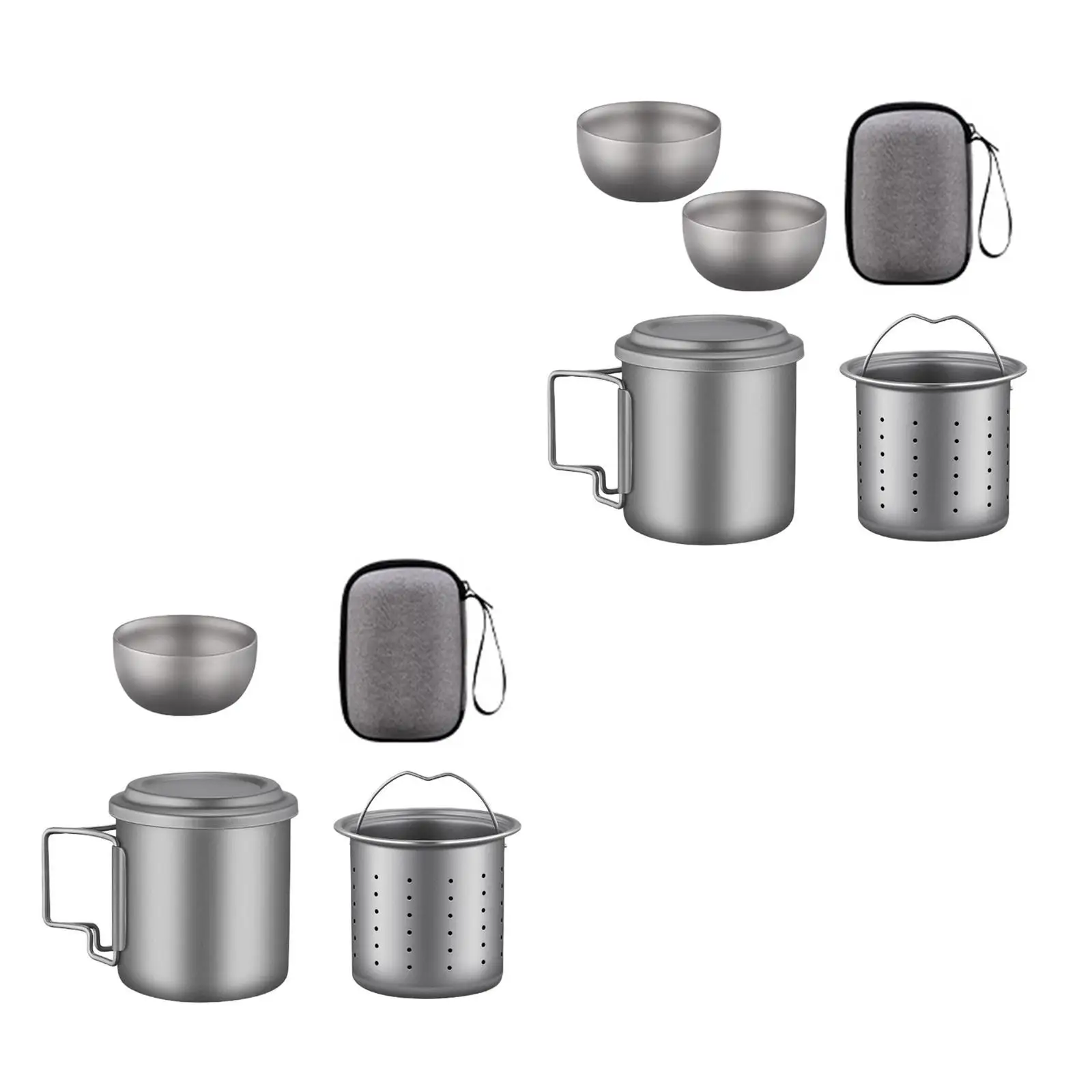 

Titanium Cup Titanium Mug with Tea Strainer Sturdy Tea Set Tea Cup with Lid and Foldable Handle for Home Office Picnic