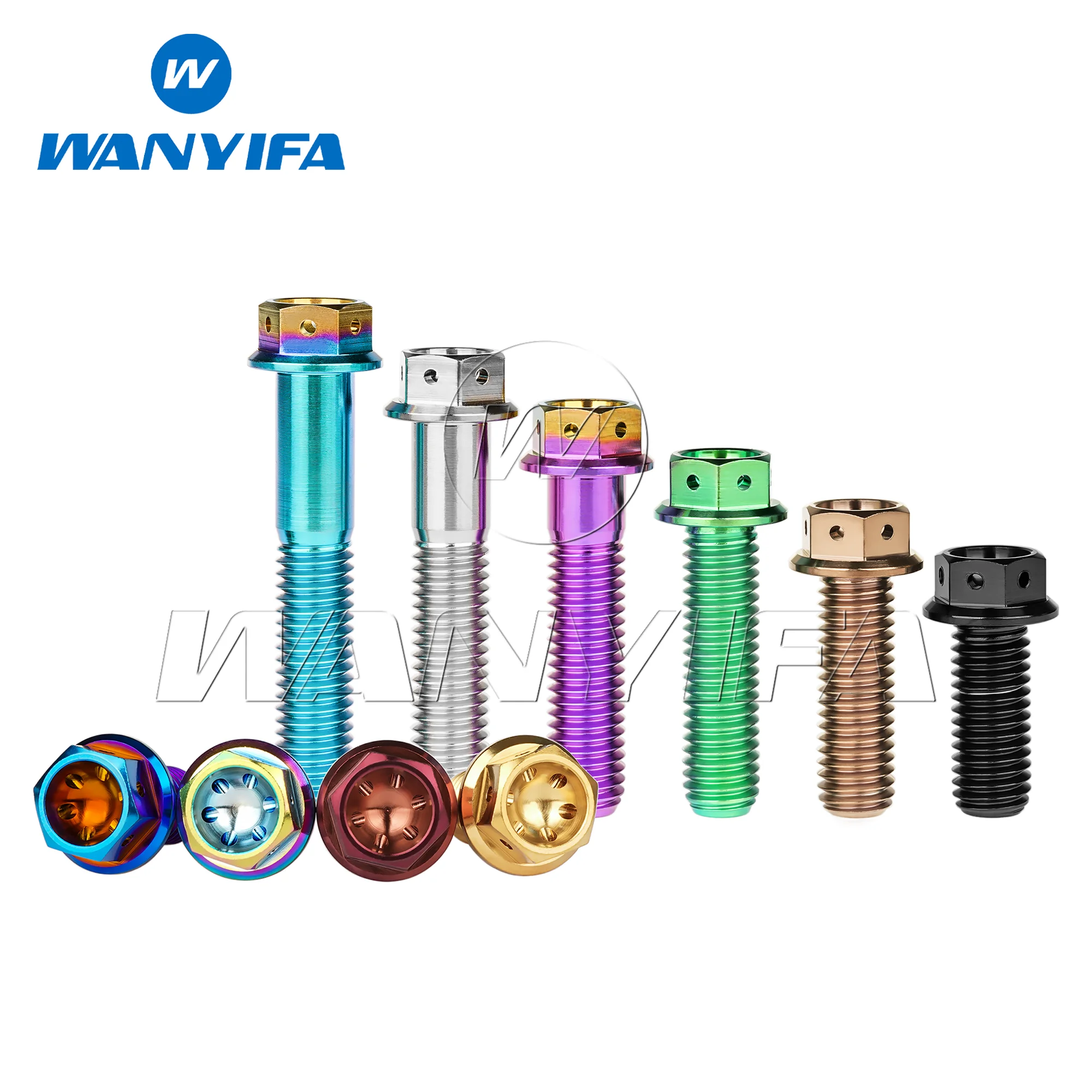 M6/M8x10-65mm Titanium Alloy Screw with Small Flange Hex Head and Hollow Shank Fasteners Suitable for Motorcycle Modifications