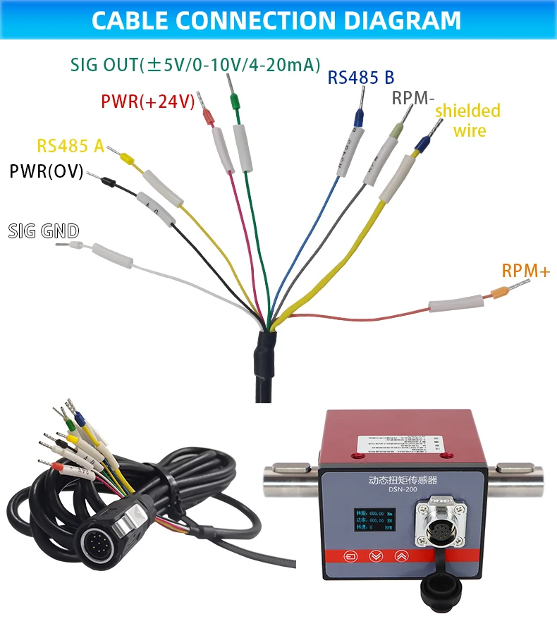 Met Display 0.5 2000N.m Motor Power Snelheid Meetinstrument Dynamische Rotatie Koppel Sensor Load Cell Tester