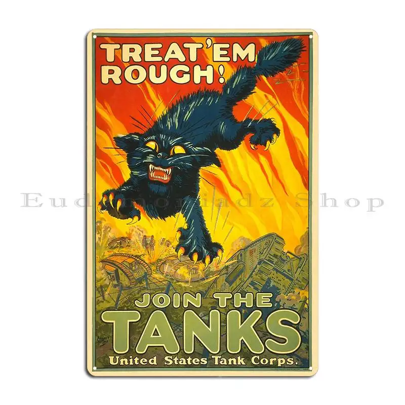 join the tanks corps war recruiting poster black cat army tank 0592 Metal Plaque Poster Designing Cinema Retro Tin Sign Poster