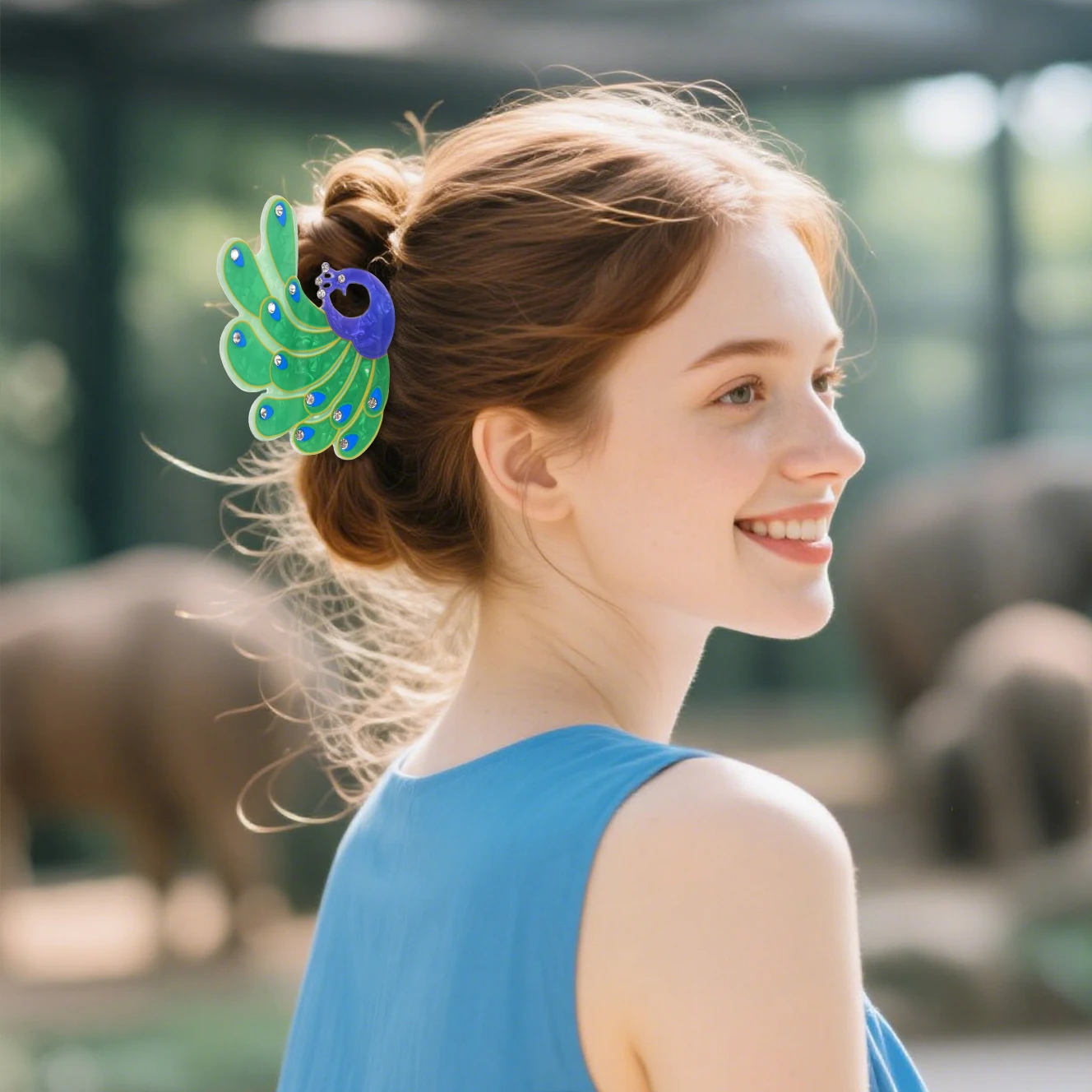 

9CM Large Simulated Peacock Hair Claw Cute Cartoon Acrylic Claw Clips Animal Series Hair Clips for Women Girls Hair Accessories