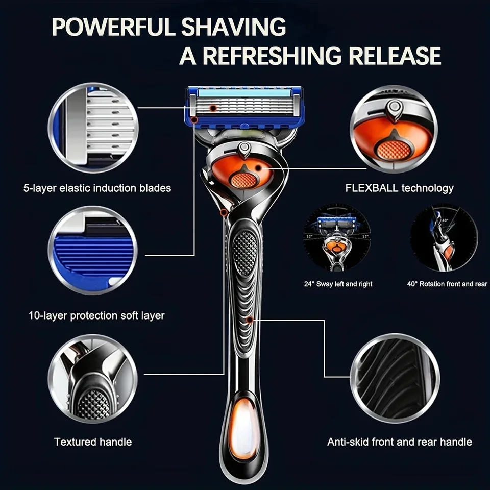 Manual Razor For Men Five Layers Blades Men Shaving Stainless Steel Blades Suit For Fusion5