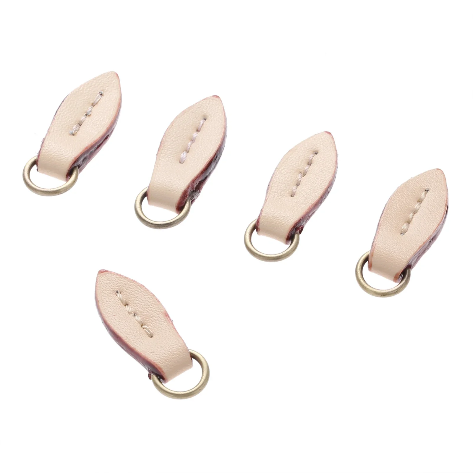 5 Pcs 33*11mm Genuine Leather Zipper Pullers Leaf Shape Pull Head Replacement Sewing Craft Bag Fasteners Leather Alloy Pendant