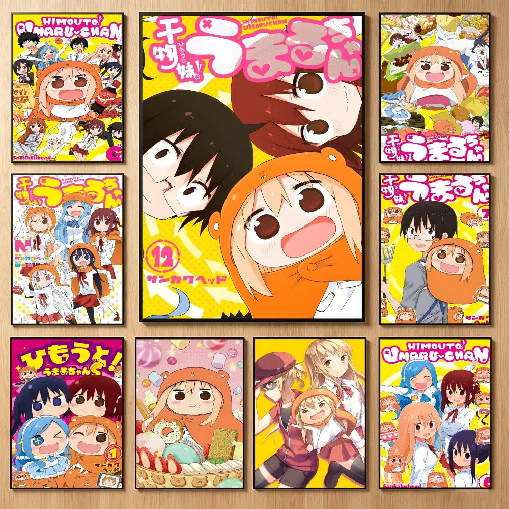 Comedic Anime H-Himouto Umaru-Chan Poster Classic Self-Adhesive PP Wall Sticker for Living Room Bar Decor Gift