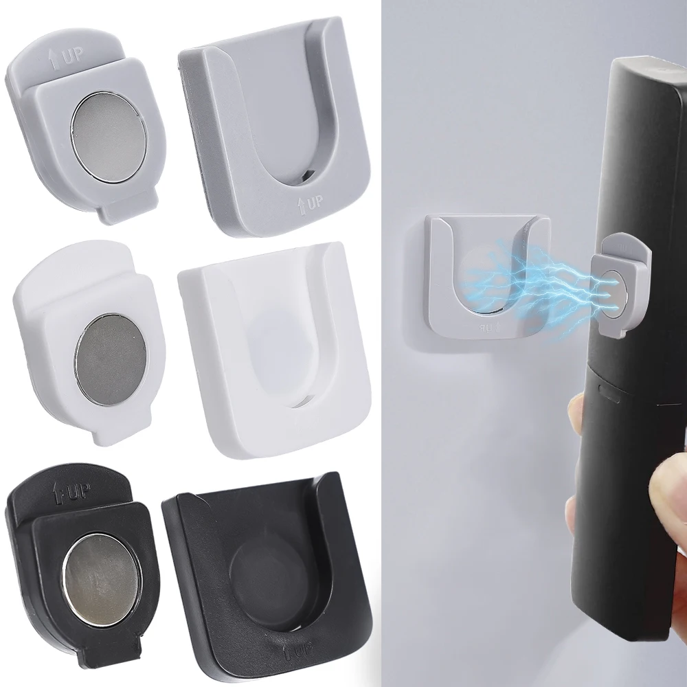 2pcs Remote Control Magnetic Hook with Strong Adhesive Suction Cup Wall Mounted TV and Air Conditioning Remote Control Storage R
