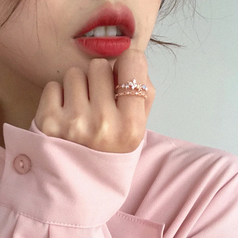 Double Layer Flower Rings For Women Teens Girls Korean Fashion Fashion Finger Rings Open End Adjustable Fashion Jewelry Gifts