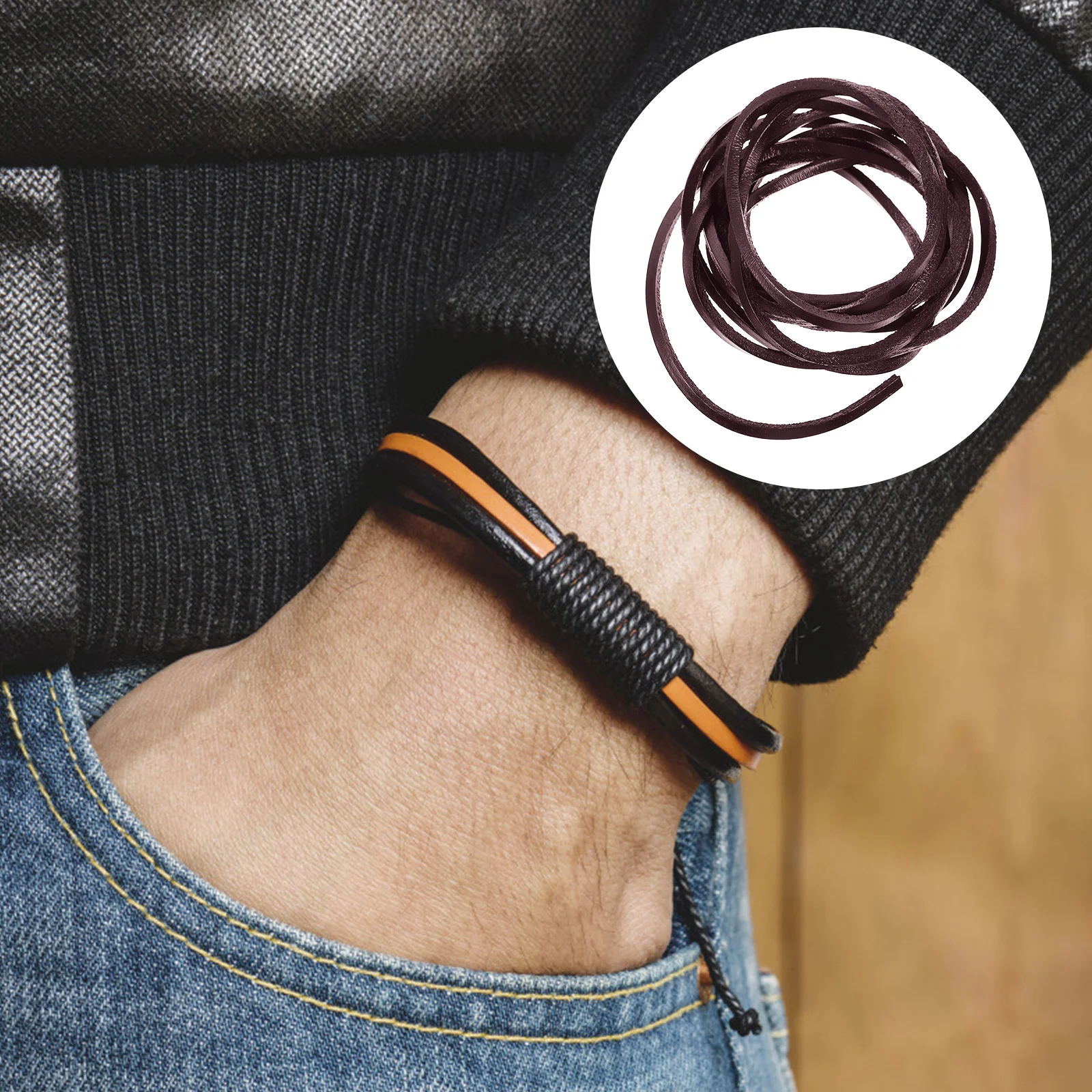 

2Packs Cowhide Rope 4M Natural DIY Jewelry Rope Not Easy to Fade for Handmade Bracelet Necklace String DIY Accessory