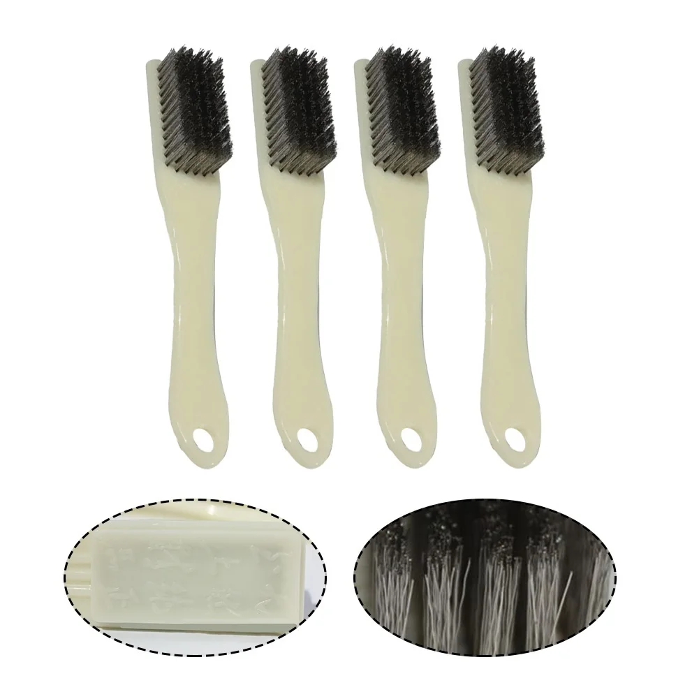 4pcs 6rows Stainless Steel Wire Brush 17*2.85 Cm Walnut Brush Cleaning Brush Plastic Handle For Cleaning Walnuts