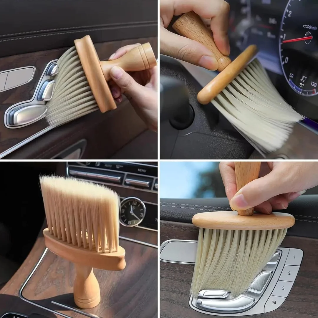 Car Interior Duster Portable Natrual Wooden Anti-Static PC Laptop Keyboard Cleaning Brush Narrow Space Cleaning Tool for Home Car