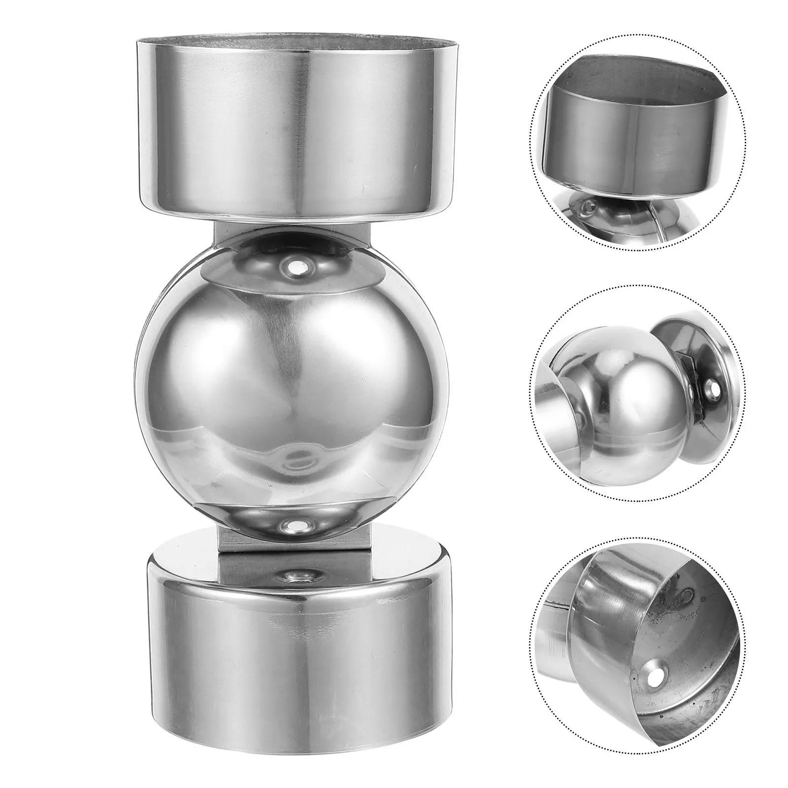 2Pcs Stainless Steel Handrail Connector Adjustable Angle Joint Fitting for 60Mm Round Wood Railing Deck Staircase Handrail