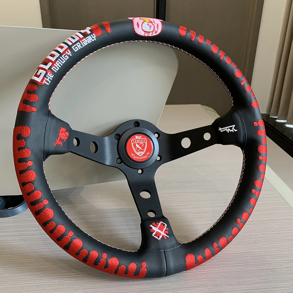 

TIYPEOR High Quality Vertex Steering Wheel JDM style Drift 330mm Bear car Steering Wheel