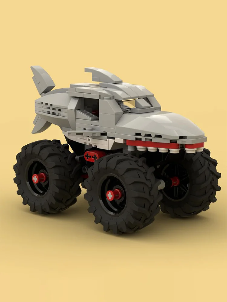 

198 шт. MOC Megalodon Monster Truck детские игрушки подарки на день рождения образовательные строительные блоки подарки для мальчиков своими руками