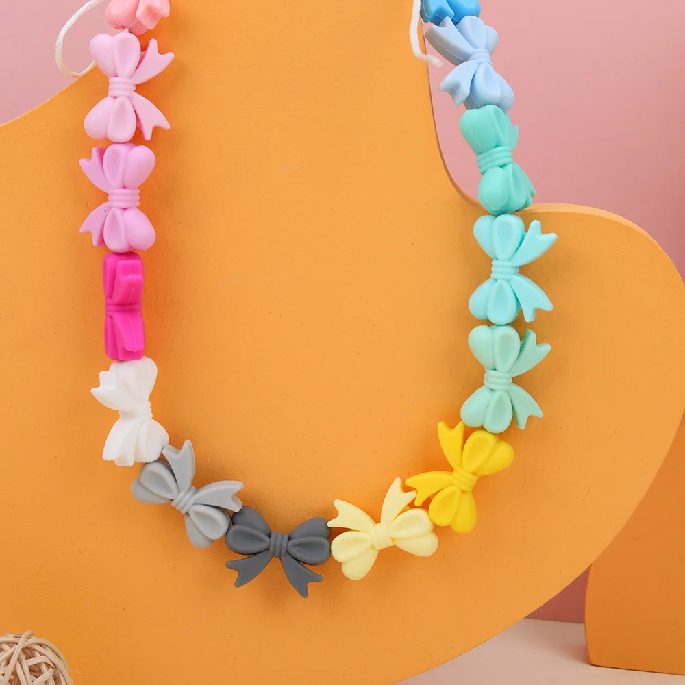 

50-200pcs New Multicolored Bow Silicone Bead For Jewelry Making DIY Earrings Bracelet Necklace Etc Personalized Accessories