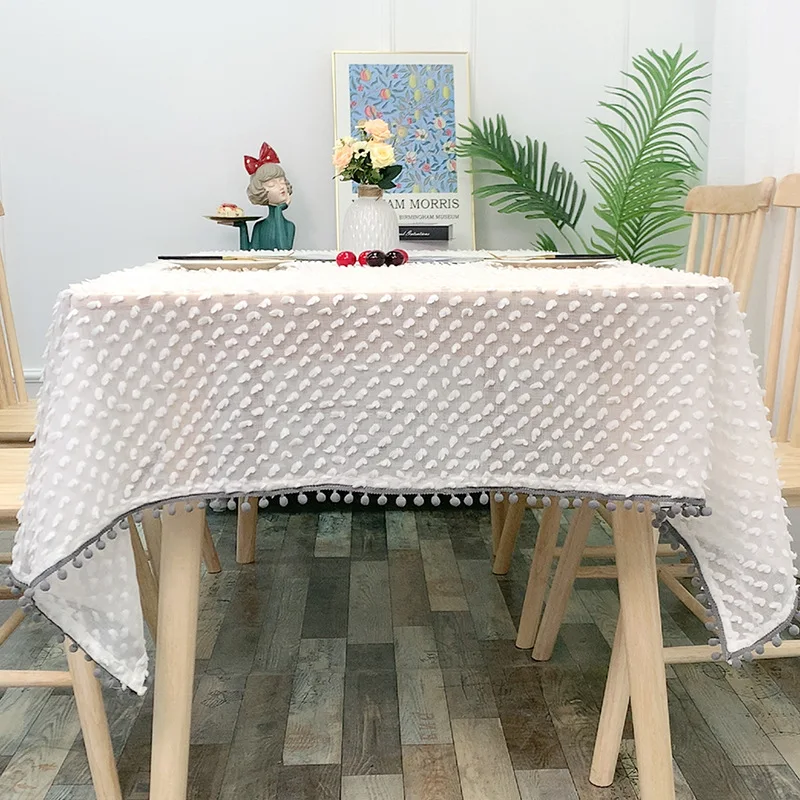 Nordic Minimalist Lace Tablecloth, Rectangular Dining Table Cloth, White Raindrop Yarn Tea Decor, New, MF591