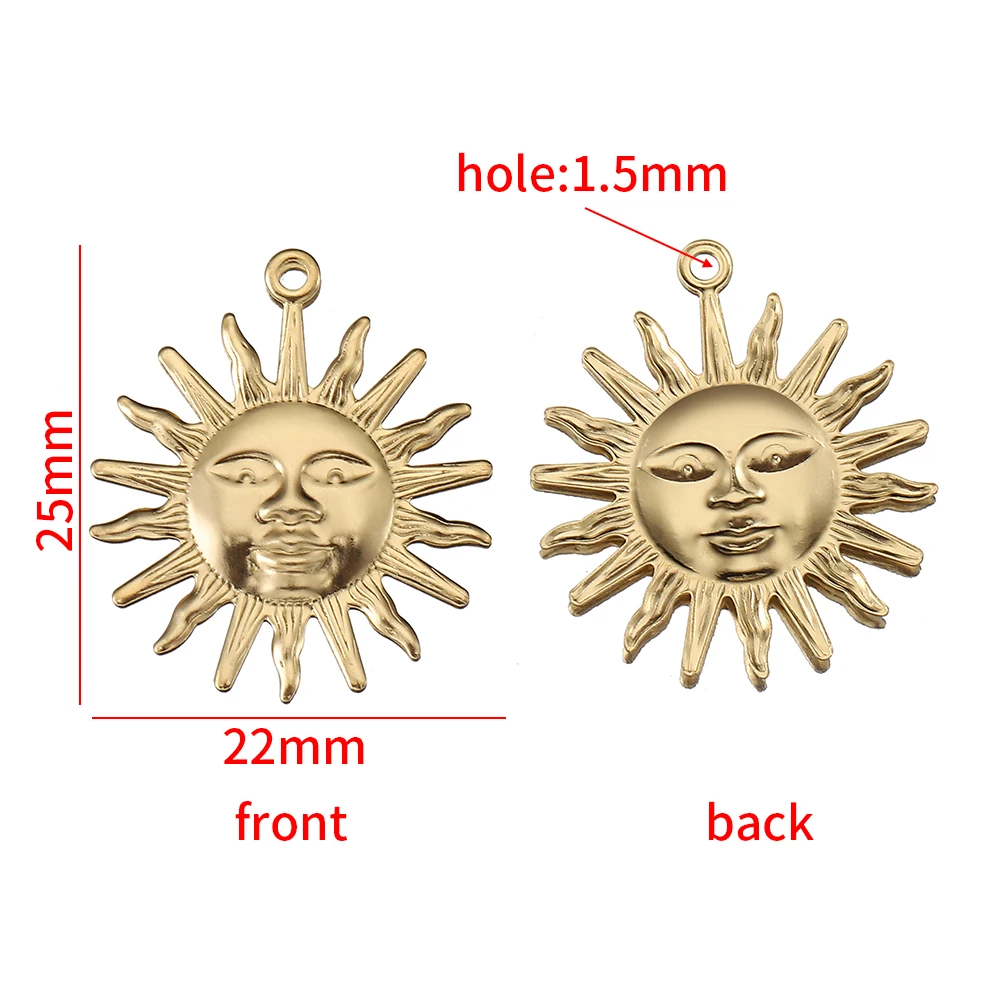 5 Pieces Gold Stainless Steel Sun Coconut Tree Pendant DIY Necklace Bracelet Earrings Pendant Gift Jewelry Making Accessories - view 5