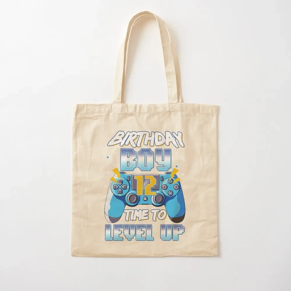 Birthday Boy 12 Time to Level Up Birthday Gaming Tote Bag cute tote bag bags woman 2025